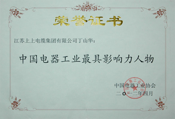 丁山华荣获“中国电器工业最具影响力人物”称号